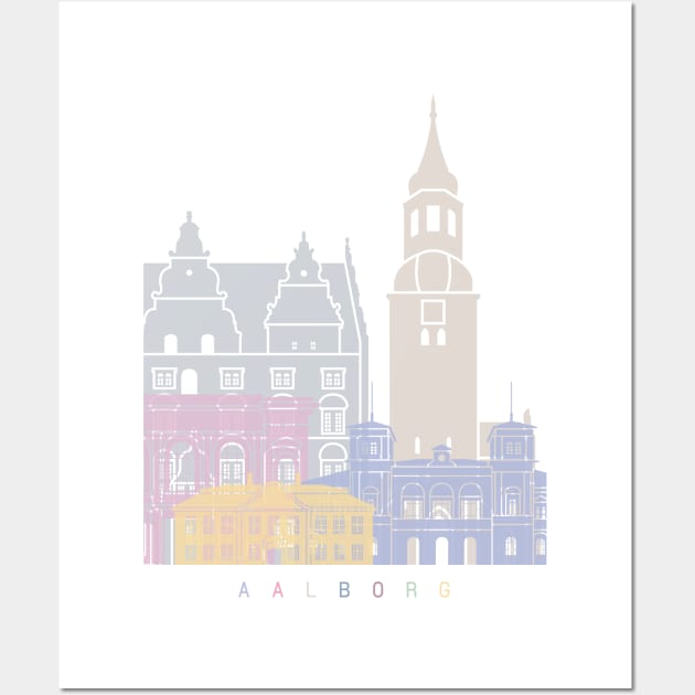 Aalborg skyline poster pastel Wall Art by PaulrommerArt